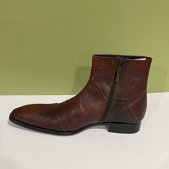 Duca boots brown Italian leather point toe side zipper main image 4